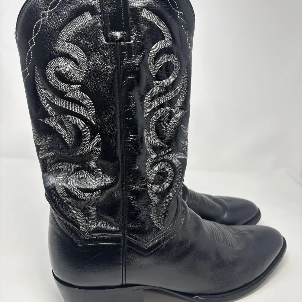 Dan Post Black Cowboy Boots Handcrafted Comfort Milwaukee Leather Sz 11.5